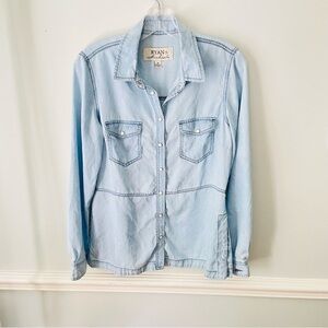Ryan Michael Pearl Snap Shirt SZ M Womens Chambray Western Embroidered Longhorn